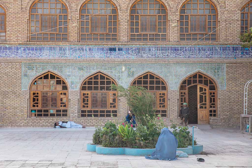 Woman in chadri, Mosque of the Cloak of the Prophet Mohammed, Herat, Afghanistan